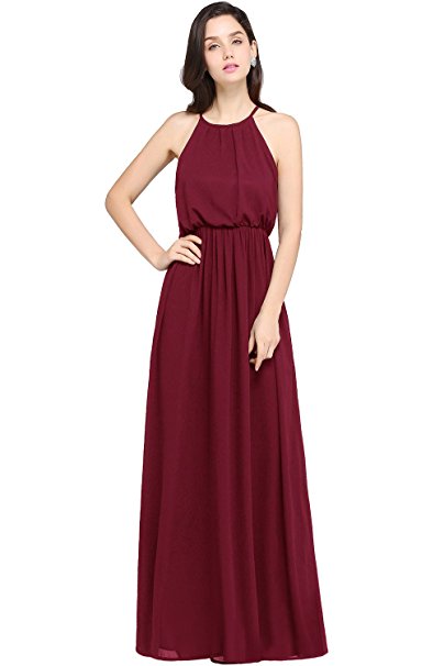 Babyonlinedress Halter Casual Maxi Dress Women's Chiffon Formal Evening Dress