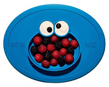 ezpz Sesame Street Cookie Monster Mat - One-Piece Silicone placemat   Plate (Blue)