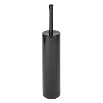 mDesign Slim Toilet Brush Holder - Toilet Brush Set - Bathroom Accessories - Toilet Brush and Holder - Black