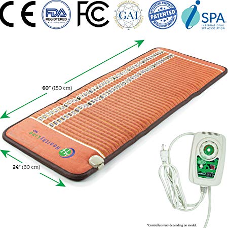 Infrared Heating Pad - Aid Chronic Pain Relief, Arthritis - Negative Ion - FIR Heat - FDA Registered Manufacturer - Adjustable Temperature Setting - Hot Stone Heating Mat (TAO - 60" x 24")