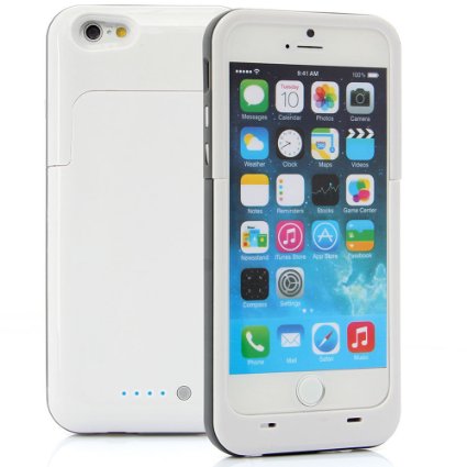 ST iPhone 6 6S 47 4200mAh External Battery Backup Charging Bank Power Case Cover White