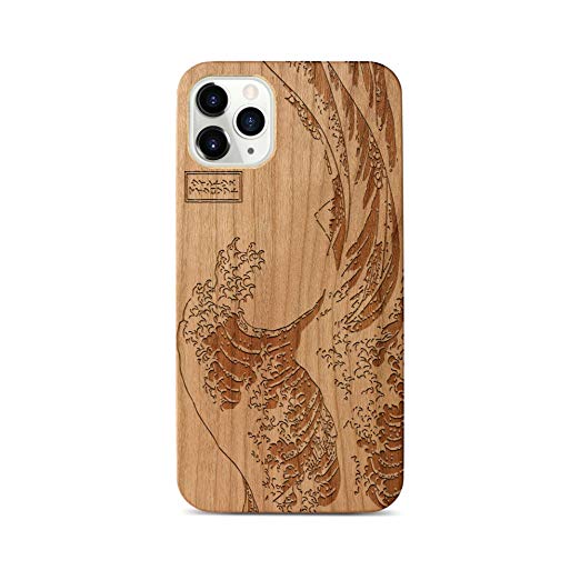 iPhone 11 Pro Case by Case Yard Fit for iPhone 11 Pro 5.8-Inch [ 2019 Release ] Shock-Absorption iPhone 11 Pro Phone Cover Cherry Wood iPhone 11 Pro Cases Great Wave