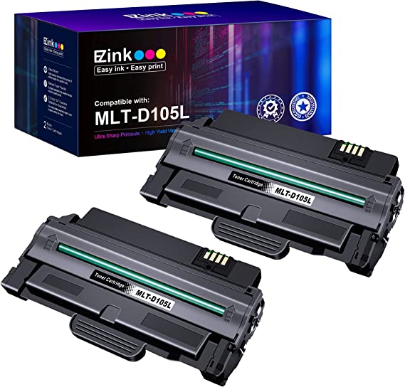 E-Z Ink (TM) Compatible Toner Cartridge Replacement for Samsung 105L MLT-D105L to Use with SCX-4623F SCX-4623FW ML-2525 ML-2525W ML-2545 SCX-4623 ML-2540 SCX-4600 SF-650 Printer (Black, 2 Pack)