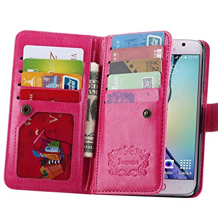 S6 Case, Galaxy S6 Case, Joopapa Samsung Galaxy S6 Wallet Case,Pu Leather Case Magnet Wallet Credit Card Holder Flip Cover Case Built-in 9 Card Slots & Stand Case for Samsung Galaxy S6 (Pink)