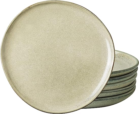 AmorArc Ceramic Plates Set of 6,8.5 Inch Handmade Reactive Glaze Stoneware Plates set for Dessert,Salad,Appetizer,Small Dinner Plates,Microwave & Dishwasher Safe,Scratch Resistant