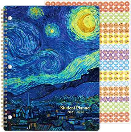 Student Planner 2021-2022 - Academic Planner from Jul 2021- Jun 2022, 9" × 11", Weekly Lesson Planner, Strong Twin- Wire Binding, 12 Monthly Tabs, Stickers, Perfect Organizer