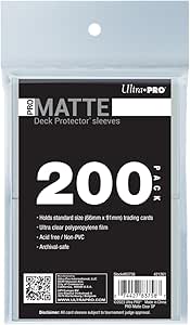 Ultra PRO - 200ct Clear PRO-Matte Standard Card Sleeve Deck Protector, Protect & Store Collectible Cards, Sports Cards, MTG, D&D Cards, Sized to Fit Standard Size Cards, High Clarity Matte Finish