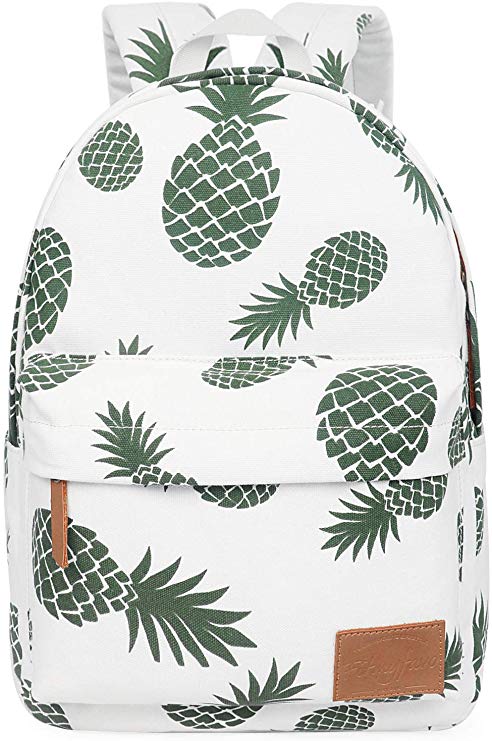 FITMYFAVO Backpack for Teen Girls Women with Multi-Pockets Cute Bookbag Daypack Travel Bag (Pineapple)