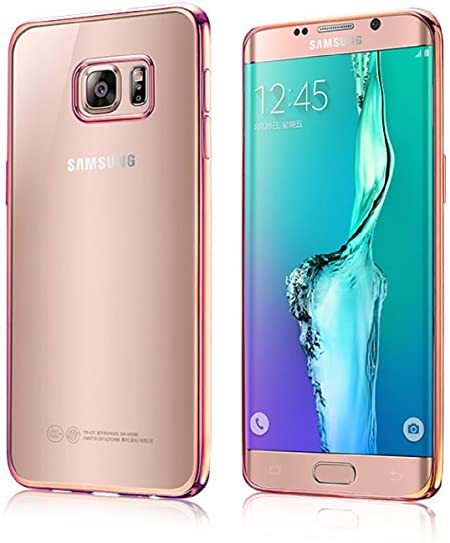 Samsung Galaxy S7 Case, Shamo's Crystal Clear Soft Slim Flexible TPU Back Cover Transparent Rubber Case for Samsung Galaxy S7, Soft Silicone Clear, Plating Gold Bumper (Rose Gold)