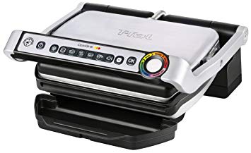 T-fal OptiGrill Indoor Grill, Electric Grill with Dishwasher Safe Plates, 1800-Watt, Silver, Model GC702