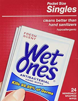 Wet Ones Singles Antibacterial Cleansing Wipes, Fresh Scent, 144 Count