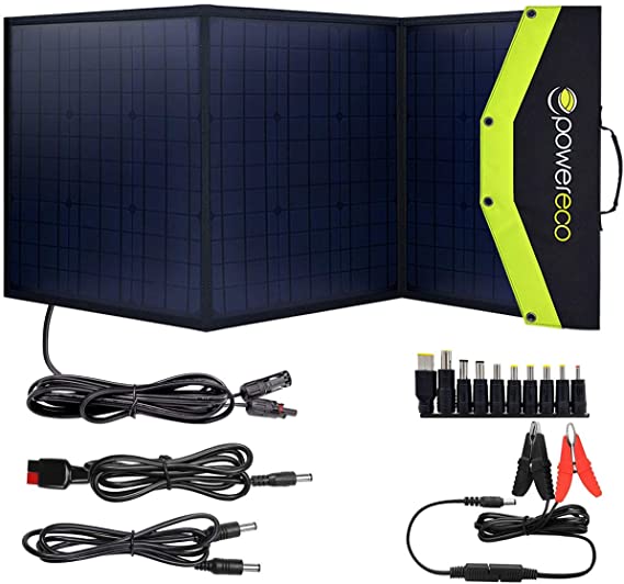 ACOPOWER 120W Foldable Solar Panel Compatible Multiple Kinds of Power Station with Quick Charge 3.0, 12AWG Cable with Solar Male/Female Quick Connectors