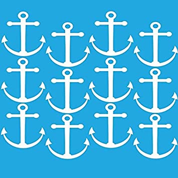 (24) 4" White Vinyl Anchor Wall Decals - Nautical Patterned Stickers for the Wall, Nursery, or Playroom