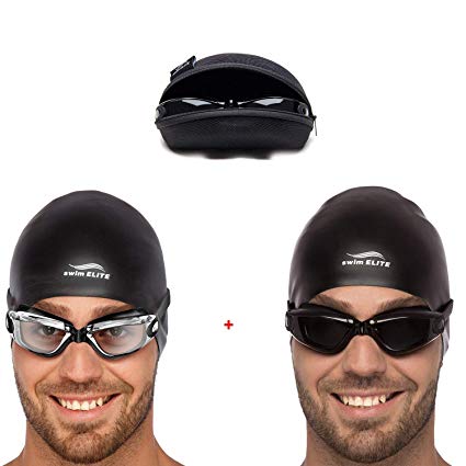Swim Goggles   Reversible Swimming Cap   Protective Case Exclusive Set