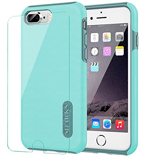iPhone 8 Plus Case,iPhone 7 Plus Case, Singularity Products [Heavy Duty Protection] [Commuter Series] Shock Absorbing with iPhone 8 Plus 7 Plus Glass Screen Protector - Matte Green