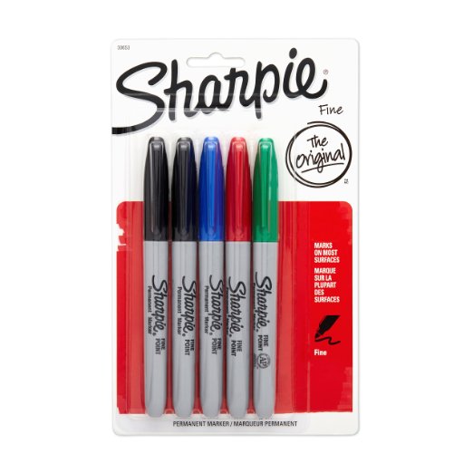 Sharpie Permanent Markers, Fine Point, Assorted Colors, 5-Pack (30653PP)