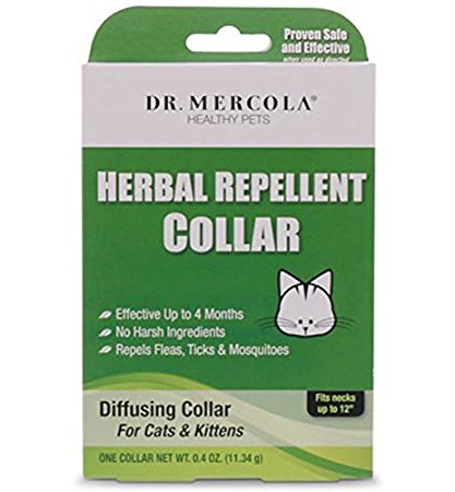 Dr Mercola Herbal Repellent Collar For Cats & Kittens - Repels Ticks/Fleas/Mosquitos - Effective Up To 4 Months - Premium Pet Care Products