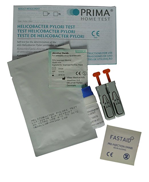 1 x Prima Home Stomach Ulcer / Helicobacter Pylori Test Kit - including 1 x Alcohol Cleansing Wipe