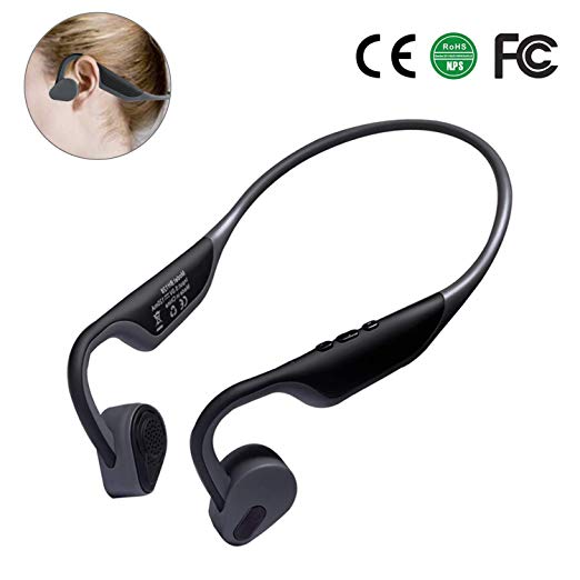 ZFKJERS Bone Conduction Headphones, Wireless Bluetooth 5.0 HD Stereo Open Ear Waterproof Sport Headset with Microphone for Running Driving Cycling (Grey)