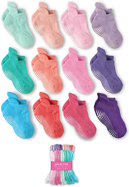 LA Active Grip Ankle Socks - Baby Toddler Infant Newborn Kids Boys Girls Non Slip/Anti Skid