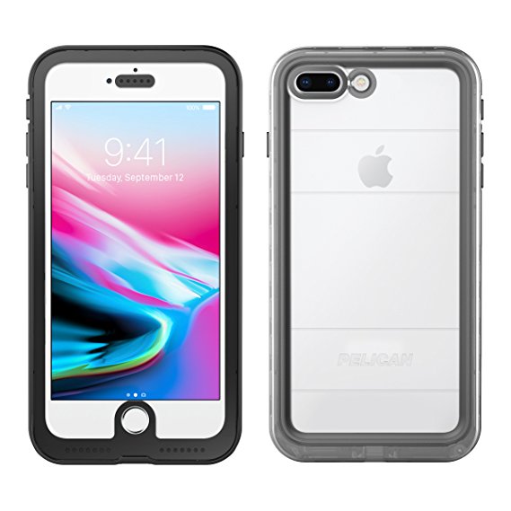 iPhone 8 Plus Case | Pelican Marine Waterproof Case - fits iPhone 8 Plus and 7 Plus (Clear/Black)