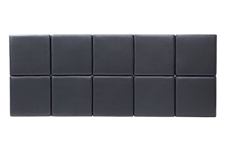 Foremost Tessa THT-61013-PU-BLK-KNG 77.5-Inch by 31-Inch PU with Tuft Headboard Tiles, King, Matte Black