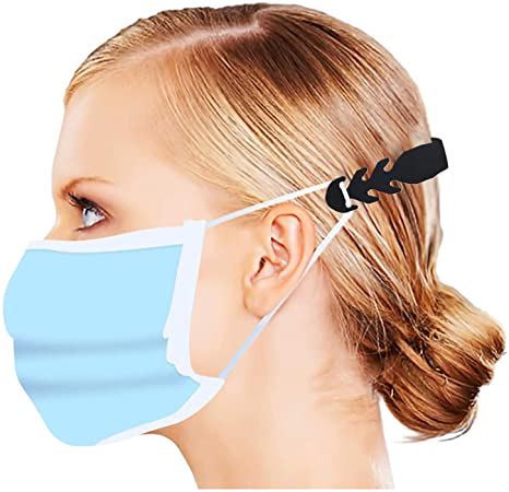 Midi Ribbon Mask Extender Hooks, Adjustable Mask Ear Strap Extension Buckle Anti-Slip, Compatible with All Kinds of Mask (Black, 5PCS)