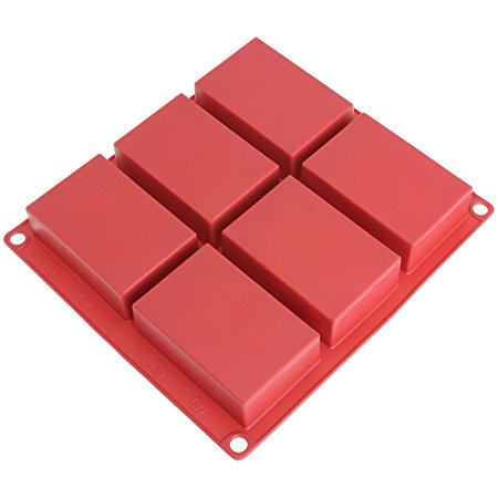 Freshware SP-100RD 6-Cavity Rectangle Premium Silicone Soap Bar and Resin Mold