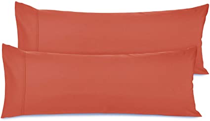 Nestl Premium Body Pillowcase Set of 2 - Double Brushed Microfiber Cool Body Pillow Covers - 20 x 54 in - Breathable Ultra Soft Bed Pillow Cases - Orange