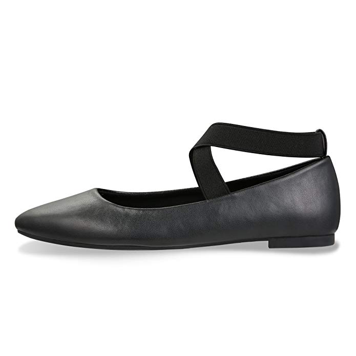 Comfortable Classic Flats Women's Shoes Black Walking Ballet Elastic Crossing Straps