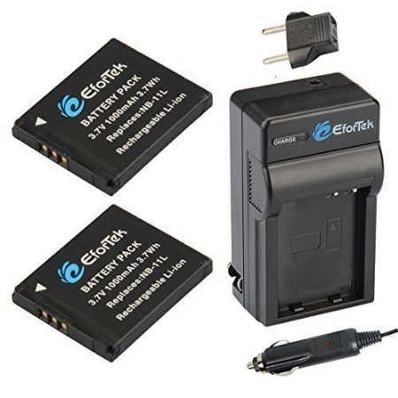EforTek NB-11L Replacement Battery (2-Pack) and Charger Kit for Canon NB-11L and Canon PowerShot A2300 IS, A2400 IS, A2500, A2600, A3400 IS, A3500 IS, A4000 IS, ELPH 110 HS, ELPH 115 HS, ELPH 130 HS, ELPH 170 IS,ELPH 320 HS, ELPH 340 HS,SX400 IS,SX410 IS,ELPH 350 HS,