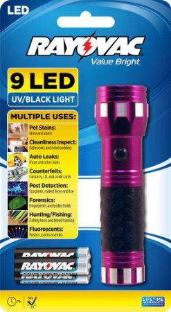 Rayovac Value Bright 9-LED UV Flashlight with Batteries (VBUV-B)