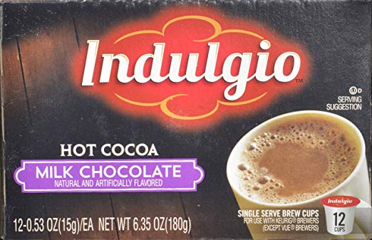 Indulgio New Milk Chocolate Hot Cocoa, 12-Count Single Serve Cup for Keurig K-Cup Brewers