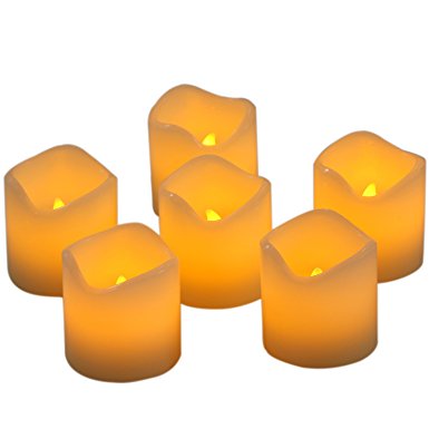 Homemory Flameless LED Wax Candles, 2 Inch, Pack of 6, Battery Operated Small Electric Fake Candle with Amber Yellow Flame for Votive, Wedding, Retreat