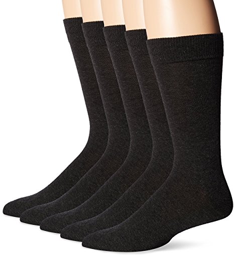 Dockers Men's 5 Pack Classics Dress Flat Knit Crew Socks