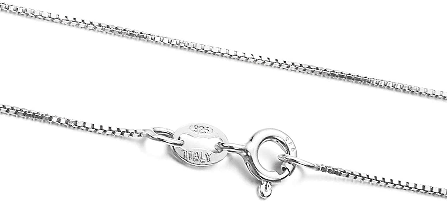 Fine Italian 925 Sterling Silver Box Chain Neckalce .7MM Super Thin & Durable 14" - 36" Inch Size Lengths