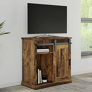 Lavish Home TV Stand Entertainment Center with Media Console, 34-Inch, Brown