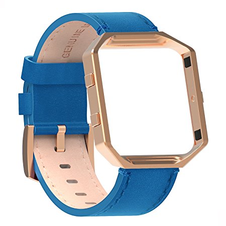 For Fitbit Blaze Bands Leather with Frame Small Large,Austrake Fitbit Blaze Band with Stainless Steel Buckle for Women Men