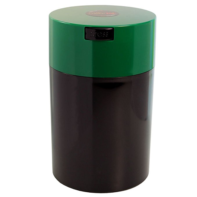 Tightpac America, Inc. Coffeevac 1 lb - The Ultimate Vacuum Sealed Coffee Container, Green Cap & Black Body