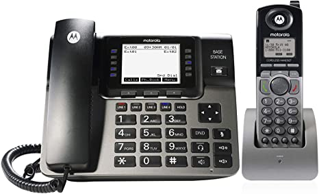 Motorola ML1250 DECT 6.0 Expandable 4-line Business Phone System with Voicemail, Digital Receptionist and Music on Hold, Black, Corded Base Station & 1 Wireless Handset