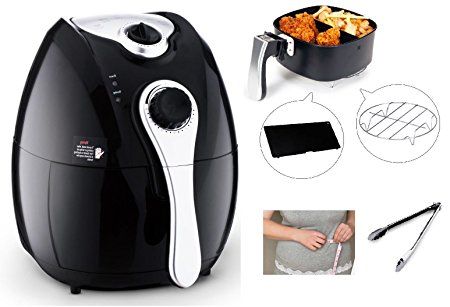 Electric Oil Free Air Fryer Multifunction Programmable Timer,Temperature Control Detachable Basket Air Fryers with receipts-Black
