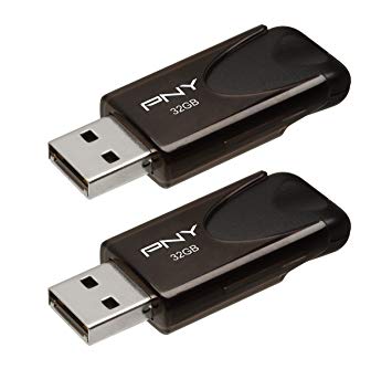 PNY Attache USB 2.0 Flash Drives, 32GB 2-Pack, black (P-FD32GX2ATT4-GE)