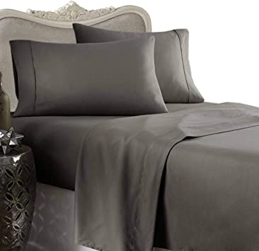 Egyptian Cotton Factory Outlet Store Rayon from Bamboo 3pc Duvet Set - King Size Gray 1200 Thread Count 100% Silky Rayon from Bamboo Duvet Cover Set - Includes 1 Duvet Cover and 2 Pillow Shams