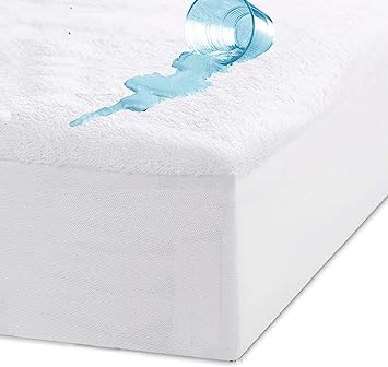Luxton Terry Cotton Mattress Protector Super King Fully Fitted Cotton Towelling Waterproof Mattress Protector TPU Layer (Super King Size)