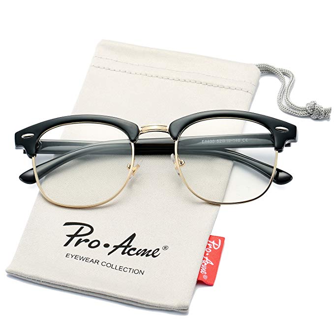 Pro Acme Retro Clubmaster Clear Lens Glasses Classic Vintage Unisex Eyeglasses