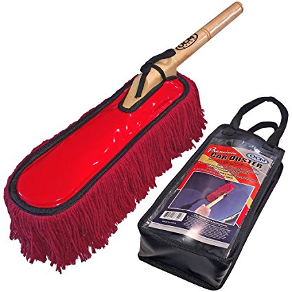 Premium Extra Large Car Duster with Durable Solid Wood Handle includes Storage Cover - Professional Detailers Top Choice