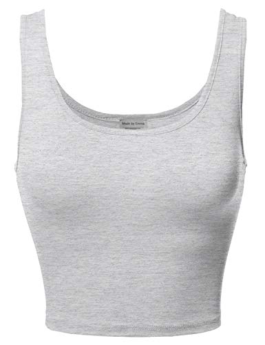 Made by Emma Women's Junior Sized Basic Solid Sleeveless Crop Tank Top