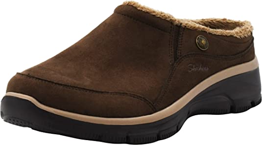 Skechers Women's Easy Going-Latte-Twin Gore Slip-on Open Back Mule