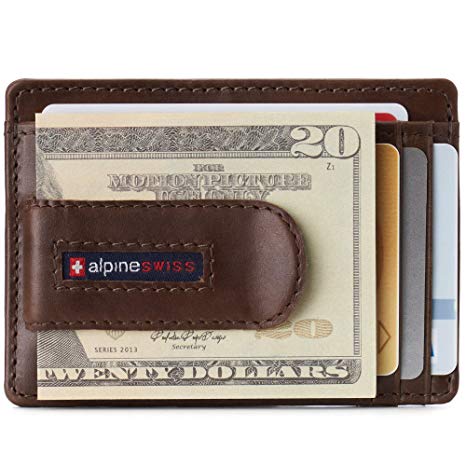 Alpine Swiss RFID Dermot Money Clip Front Pocket Wallet For Men Leather