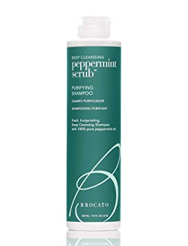 Brocato Peppermint Scrub Purifying Shampoo: Deep Cleansing Clarifying Shampoo with Pure Peppermint Oil for Clean, Healthy Hair and Scalp without Build Up - No Sulfate or Parabens - 10 Oz.